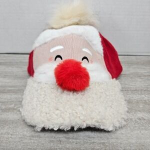 Holiday Time Santa Hat Baseball Cap Fuzzy Pom Pom Red Corduroy One Size